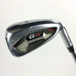 USED RIGHT HAND PING G410 STEEL IRON SET 5-UW STIFF FLEX +1/2" BLUE DOT